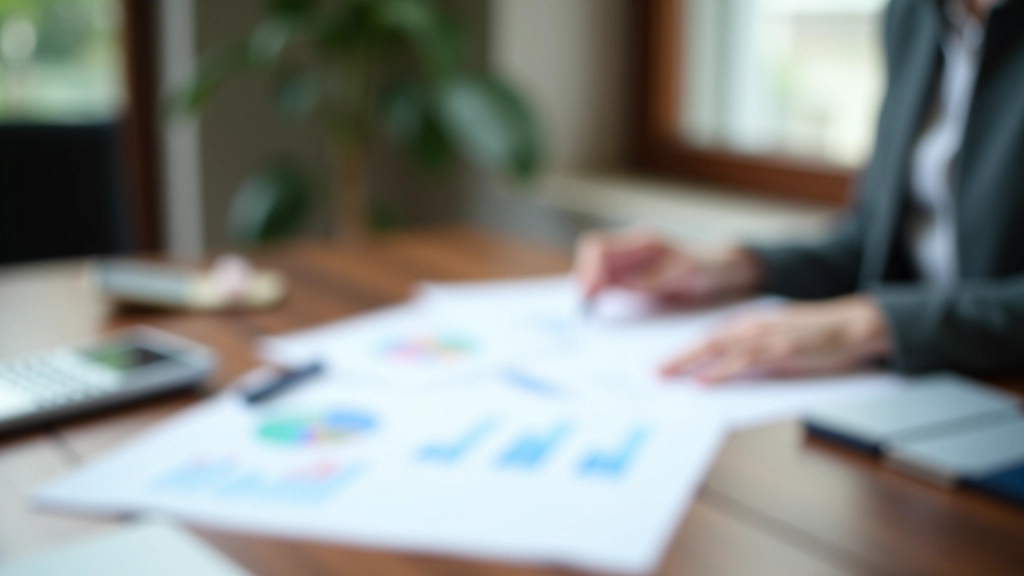 Individual reviewing financial planning documents and retirement calculations at home office